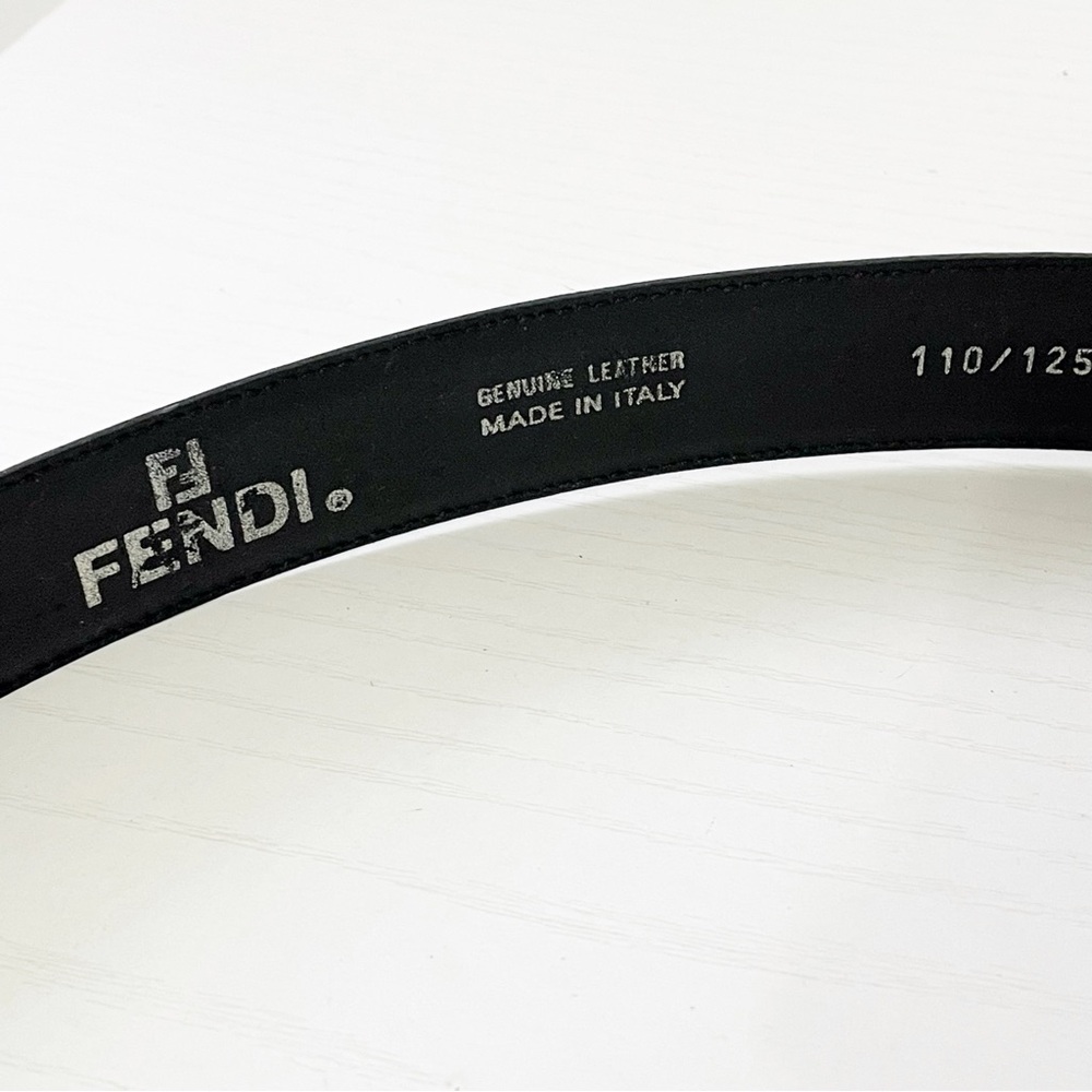 Fendi black leather silver buckle unisex vintage belt - Picture 9 of 11